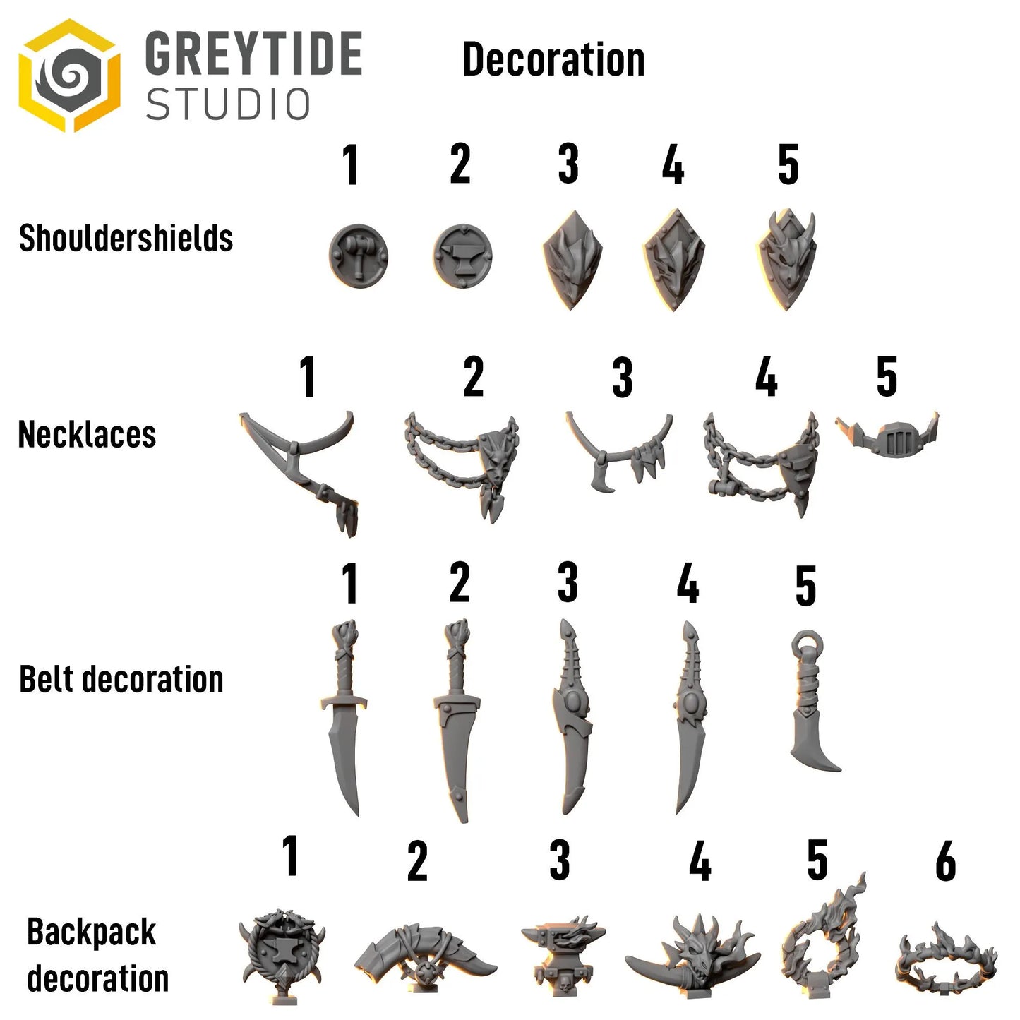 Chest Decorations | Set of 30 Pieces | GreyTide Studio - Anvil Wardens