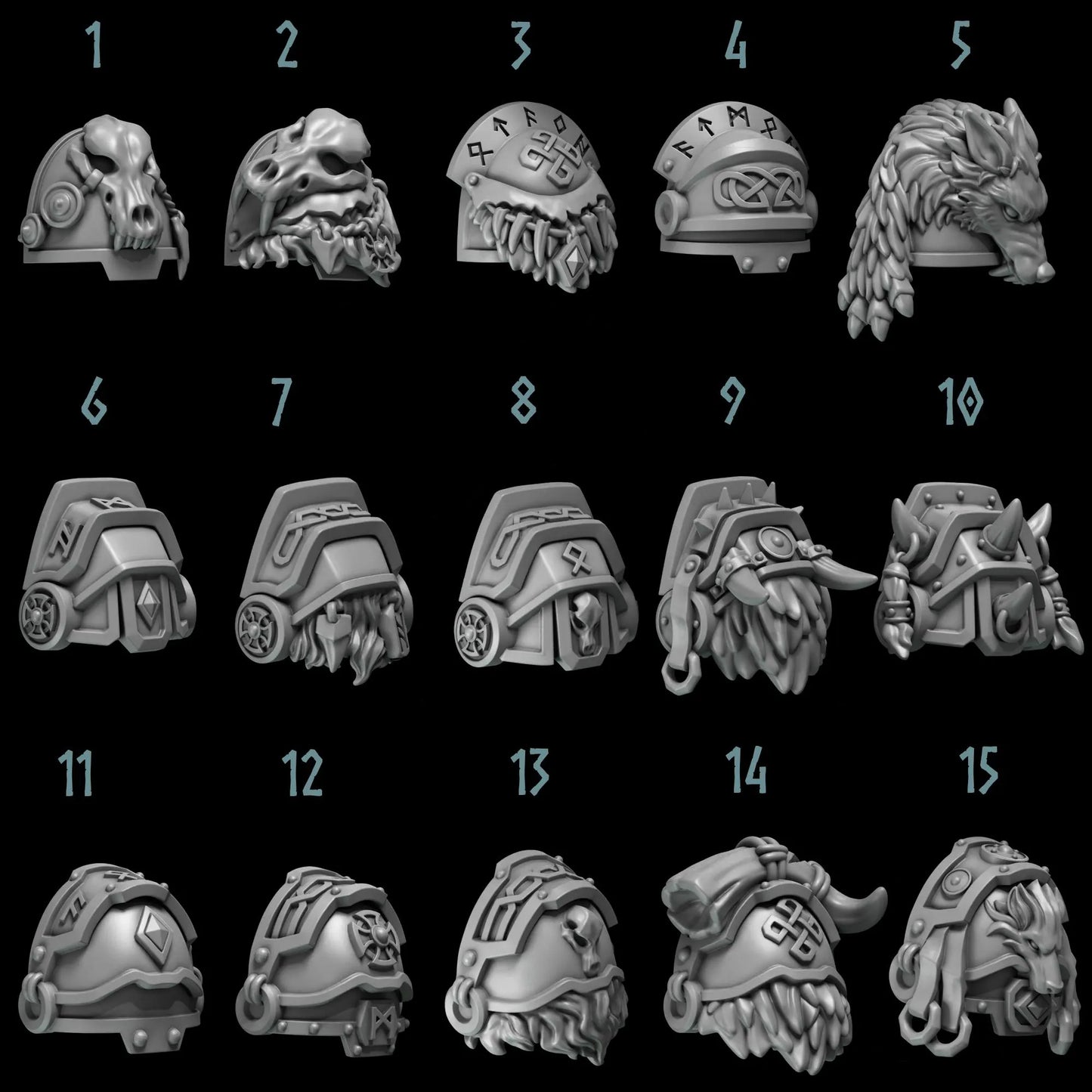 BIG Shoulder Pads #1 | Set of 10 Pieces | GreyTide Studio - Primal Hounds