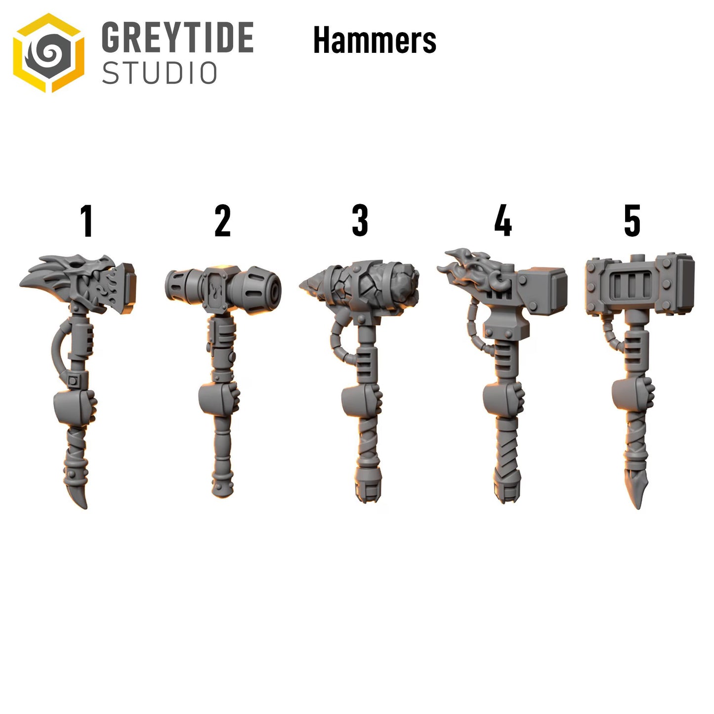 Hammers | Set of 5 Pieces | GreyTide Studio - Anvil Wardens