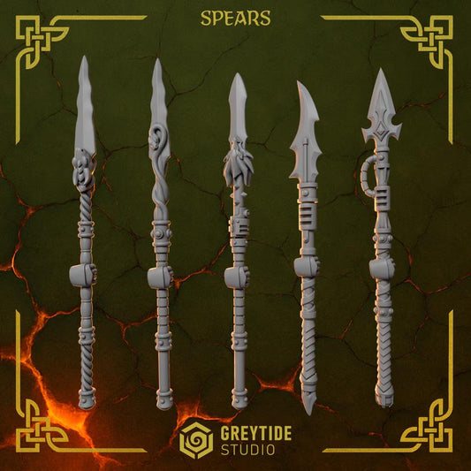 Spears | Set of 5 Pieces | GreyTide Studio - Anvil Wardens