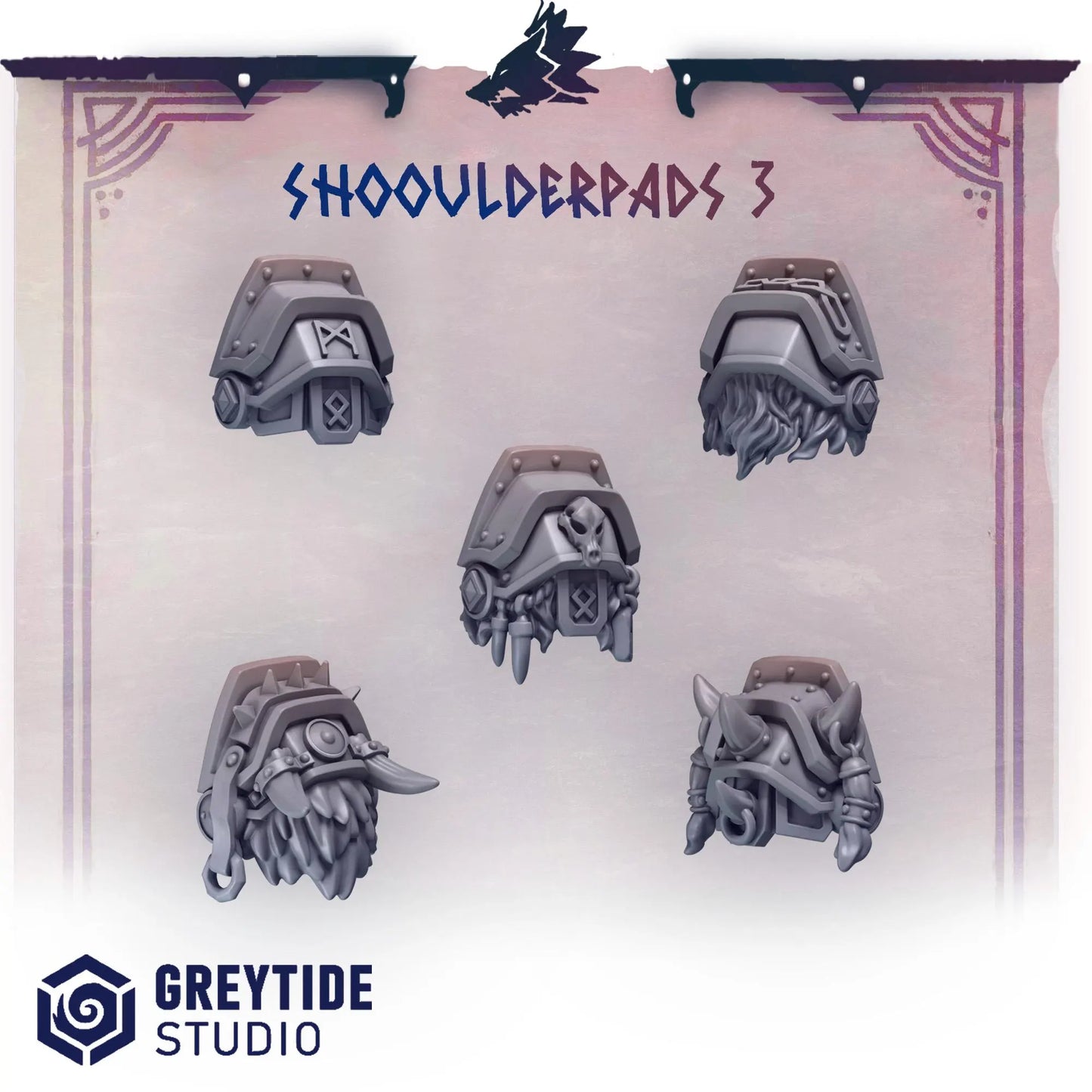Shoulder Pads #3 | Set of 10 Pieces | GreyTide Studio - Primal Hounds