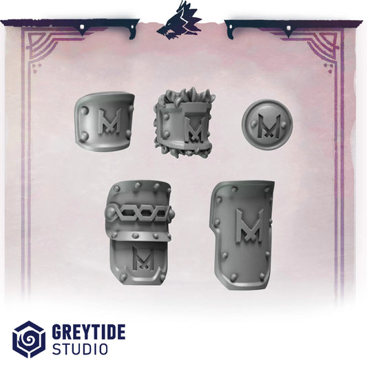 Bracers, Greaves, Accessories | Set of 25 Pieces (5 of Each) | GreyTide Studio - Primal Hounds