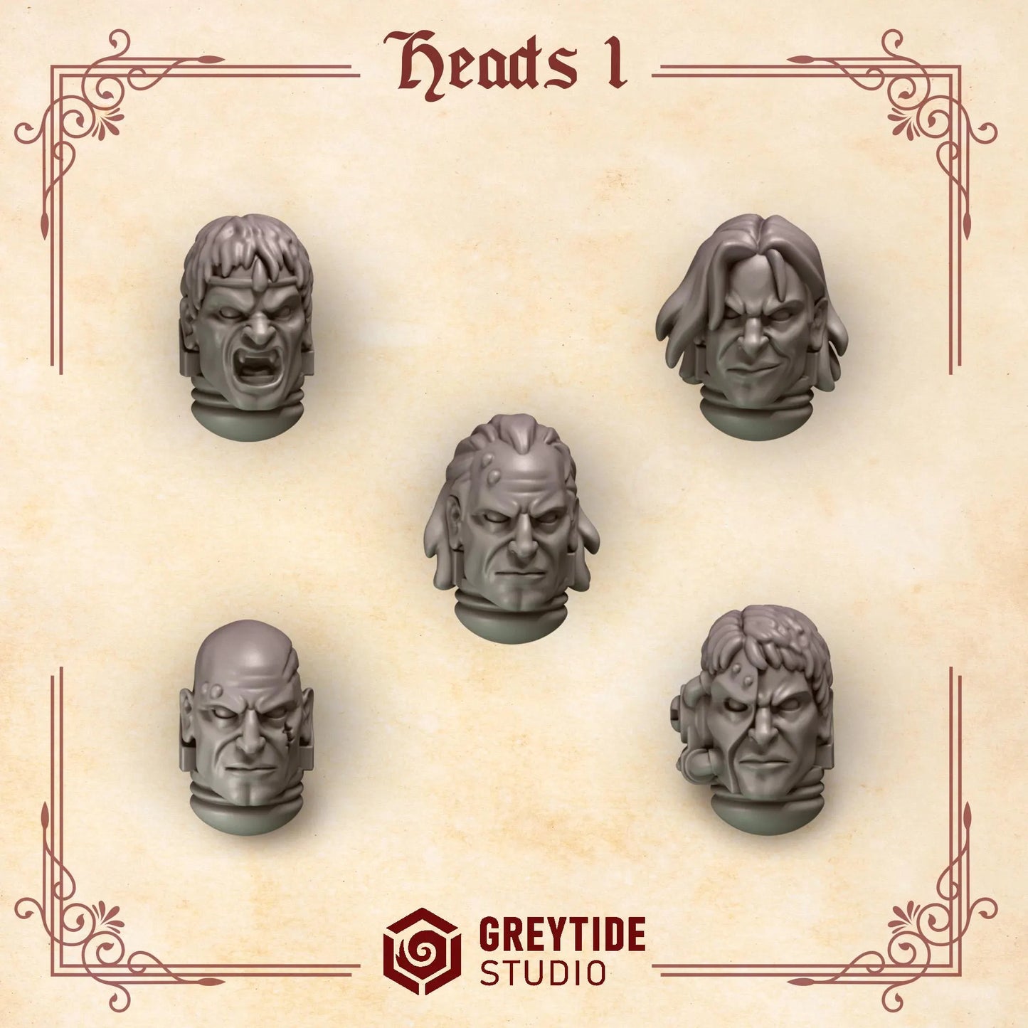 Heads #1 | Set of 5 Pieces | GreyTide Studio - Crimson Lords