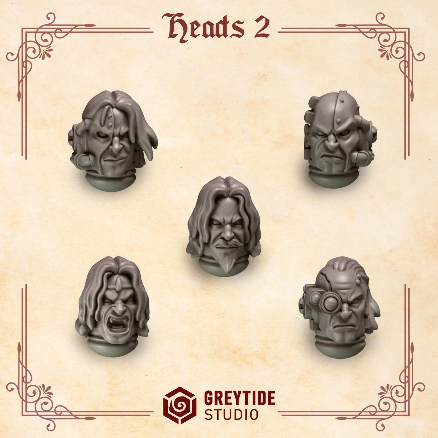 Heads #2 | Set of 5 Pieces | GreyTide Studio - Crimson Lords