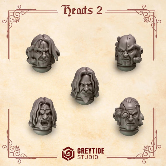 Heads #2 | Set of 5 Pieces | GreyTide Studio - Crimson Lords
