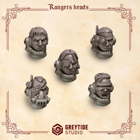 Ranger Heads | Set of 5 Pieces | GreyTide Studio - Crimson Lords