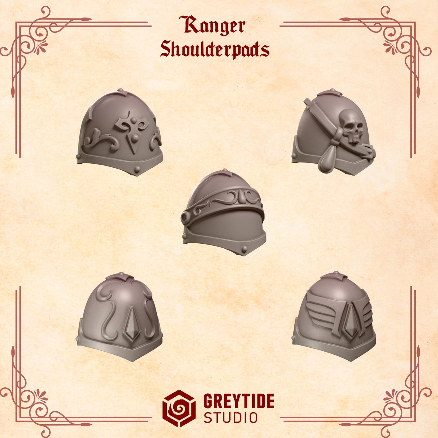 Ranger Shoulder Pads | Set of 10 Pieces | GreyTide Studio - Crimson Lords