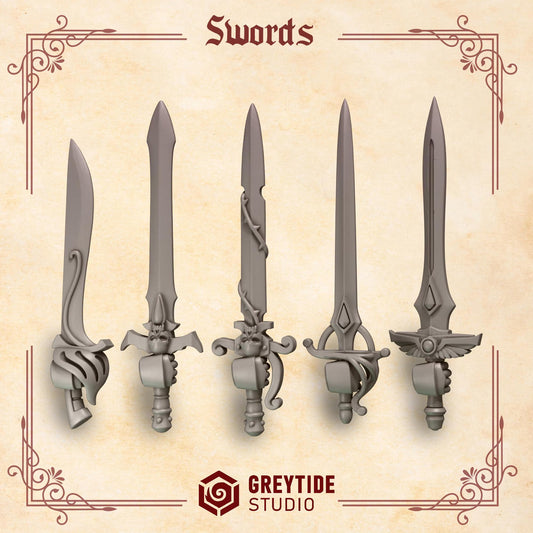 Swords | Set of 5 Pieces | GreyTide Studio - Crimson Lords