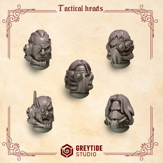 Tactical Heads | Set of 5 Pieces | GreyTide Studio - Crimson Lords