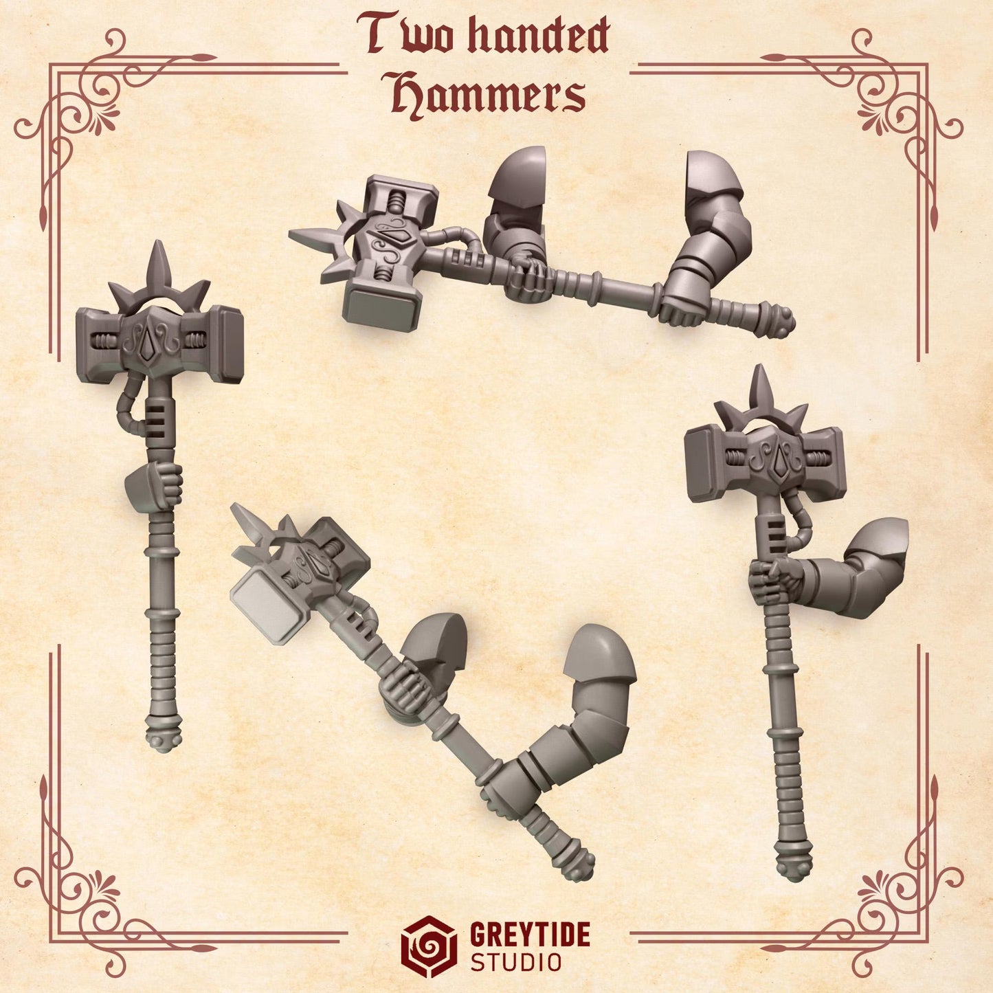 Two Handed Hammers | Set of 5 Pieces | GreyTide Studio - Crimson Lords