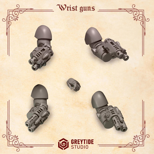 Wrist Guns | Set of 5 Pieces (+Hands) | GreyTide Studio - Crimson Lords