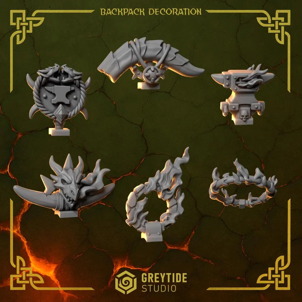 Backpack Toppers #1 | Set of 18 Pieces | GreyTide Studio - Anvil Wardens