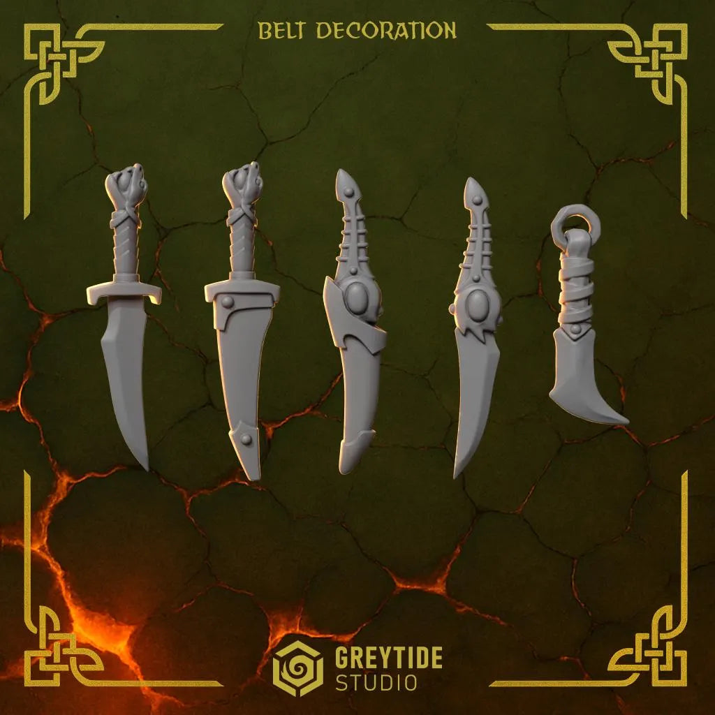 Belt Accessories Swords and Daggers | Set of 15 Pieces | GreyTide Studio - Anvil Wardens