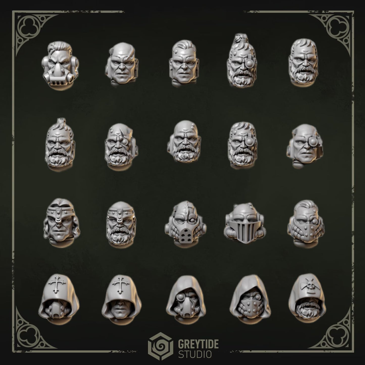 Heads | Set of 5 or 20 Pieces | GreyTide Studio - Eternal Pilgrims