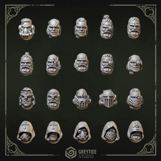 Heads | Set of 5 or 20 Pieces | GreyTide Studio - Eternal Pilgrims