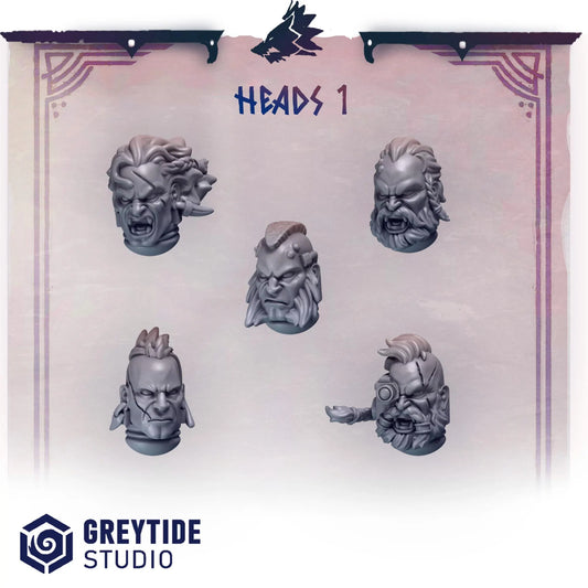 Heads #1 | Set of 5 Pieces | GreyTide Studio - Primal Hounds