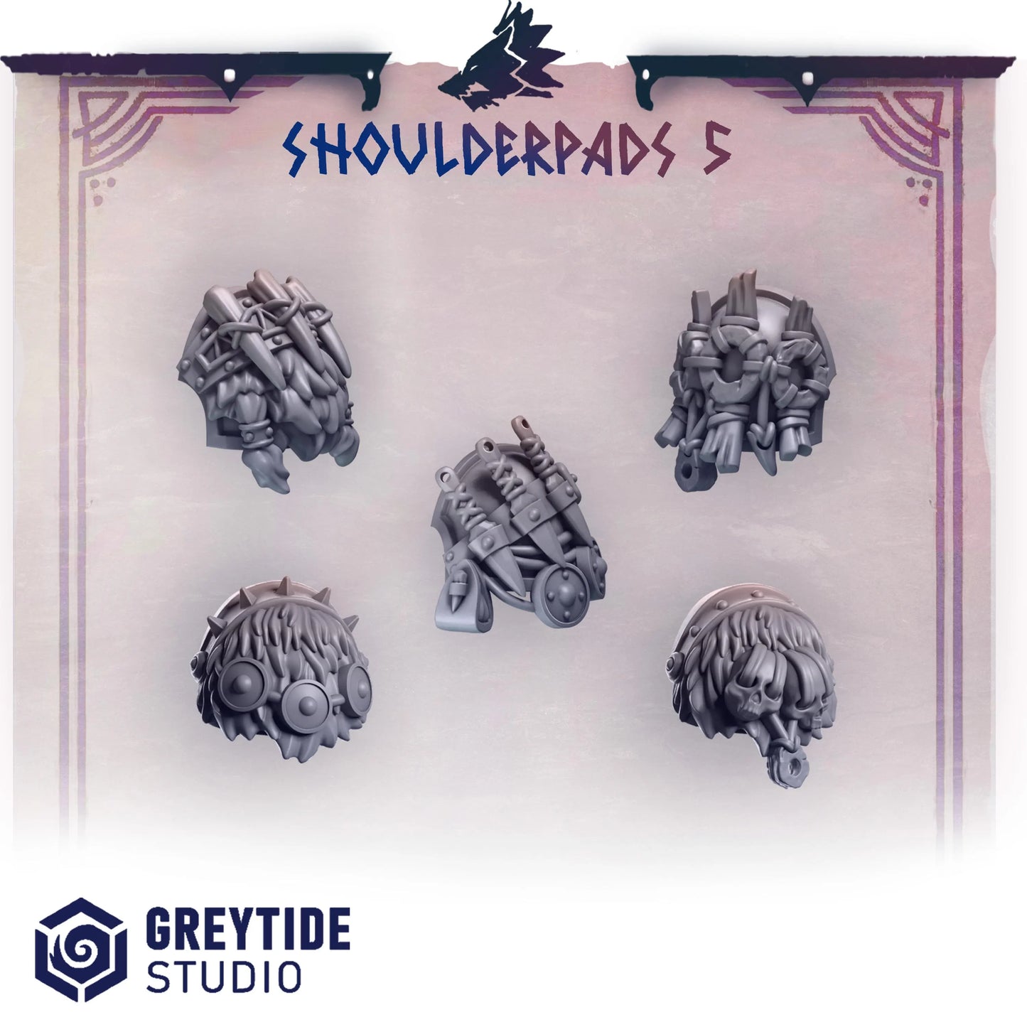Shoulder Pads #5 | Set of 10 Pieces | GreyTide Studio - Primal Hounds