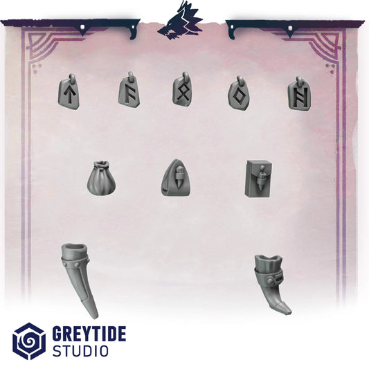 Runes and Decorations | Set of 30 Pieces | GreyTide Studio - Primal Hounds