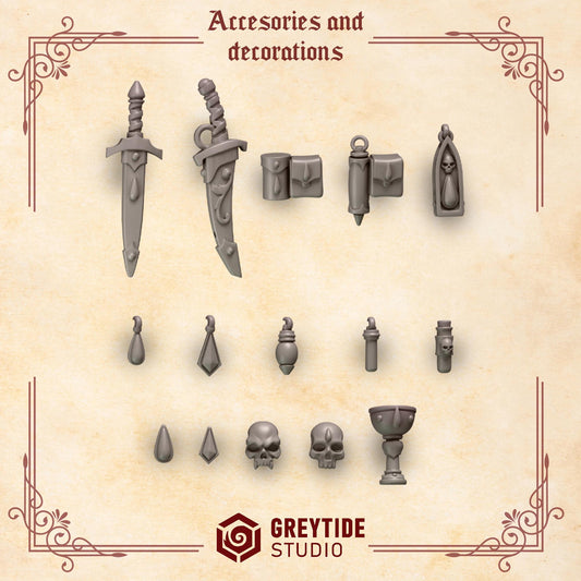 Accessories and Decorations | Set of 30 Pieces | GreyTide Studio - Crimson Lords