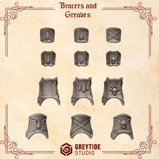Bracers and Greaves | Set of 40 Pieces (20 of Each) | GreyTide Studio - Crimson Lords