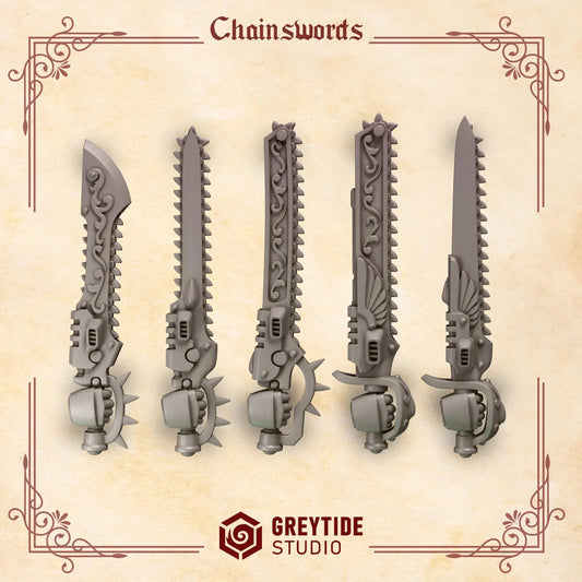 Chainswords | Set of 5 Pieces | GreyTide Studio - Crimson Lords