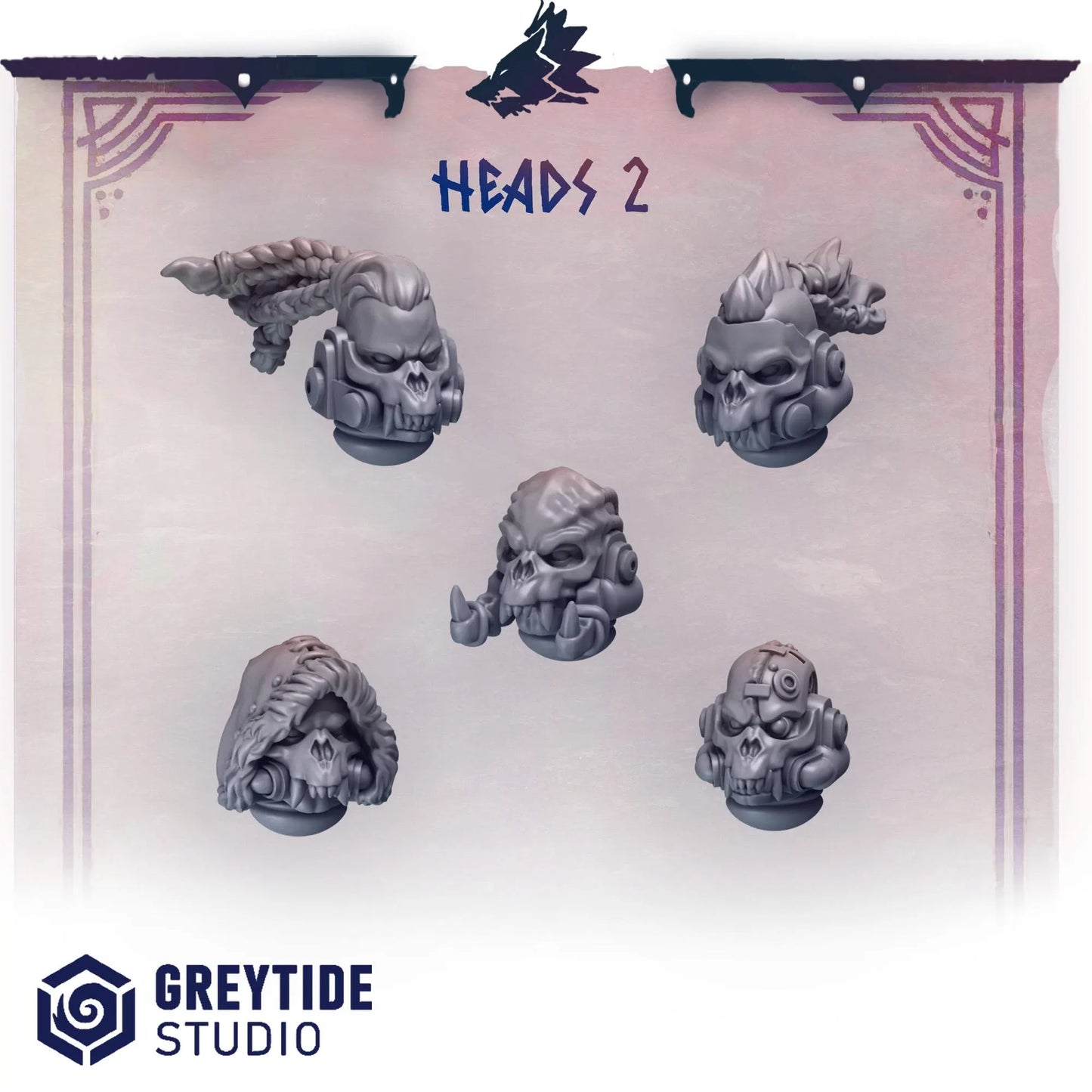 Heads #2 | Set of 5 Pieces | GreyTide Studio - Primal Hounds
