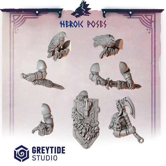 Heroic Poses | Set of 7 Pieces | GreyTide Studio - Primal Hounds