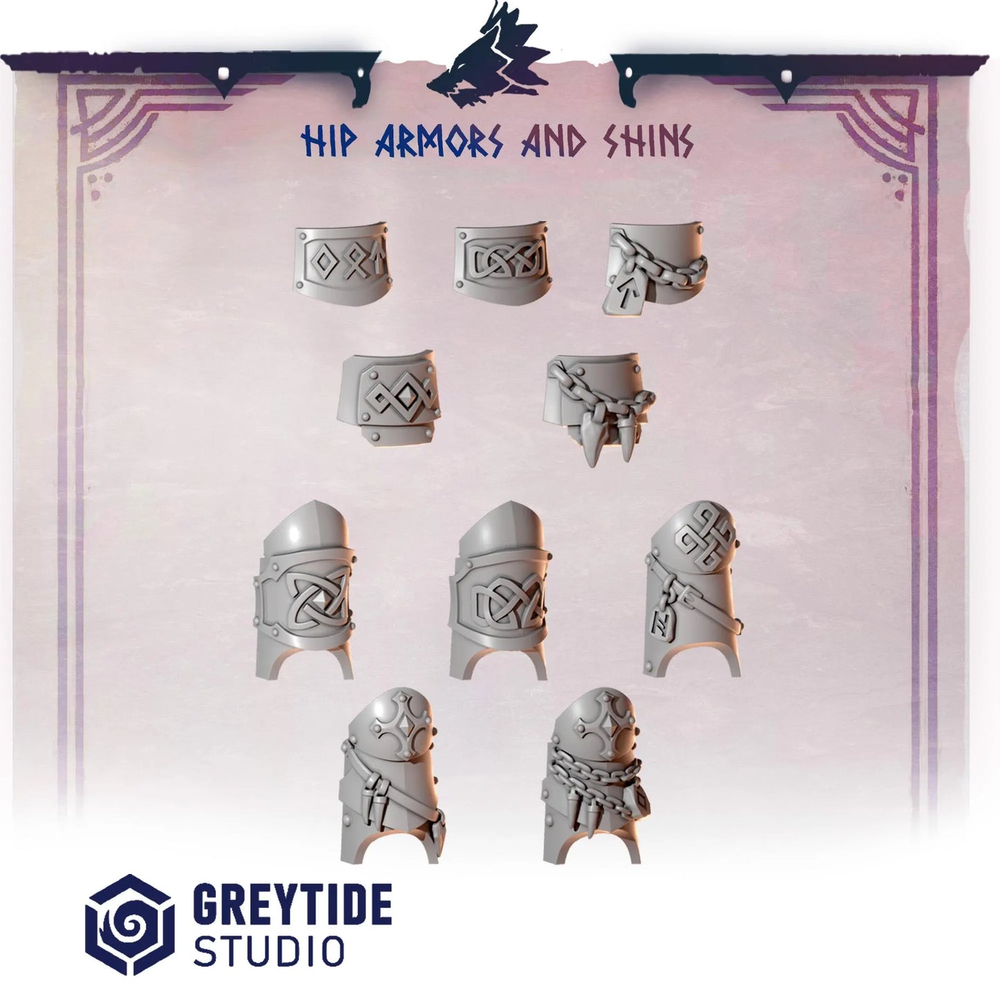 Leg and Hip Armour | Set of 20 Pieces | GreyTide Studio - Primal Hounds