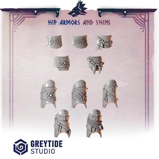 Leg and Hip Armour | Set of 20 Pieces | GreyTide Studio - Primal Hounds