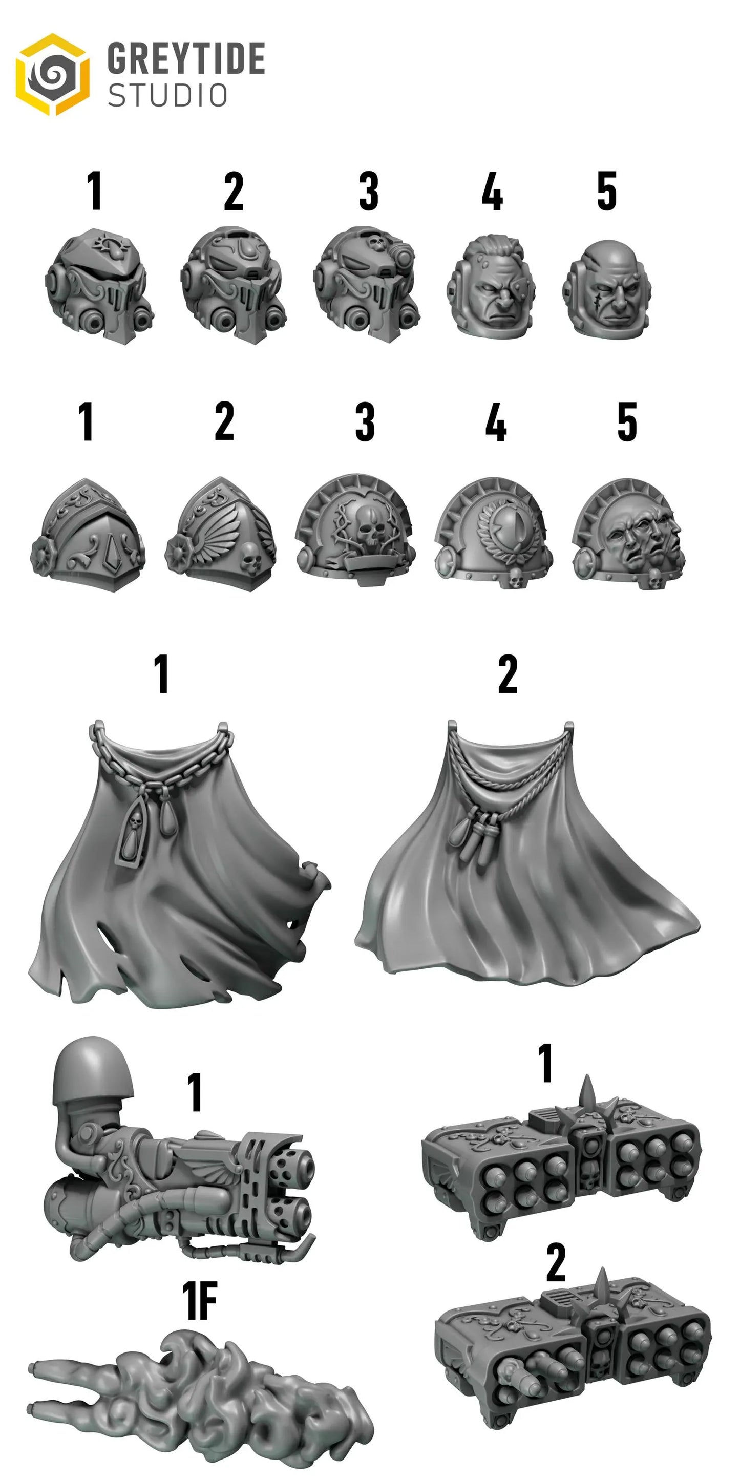 BIG Heads | Set of 5 Pieces | GreyTide Studio - Crimson Lords