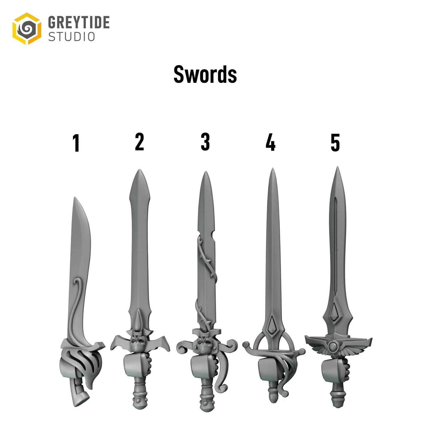 Swords | Set of 5 Pieces | GreyTide Studio - Crimson Lords