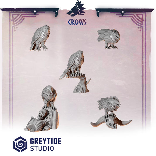 Crows | Set of 5 Pieces | GreyTide Studio - Primal Hounds