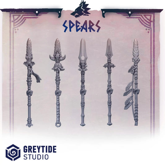 Spears | Set of 5 Pieces | GreyTide Studio - Primal Hounds